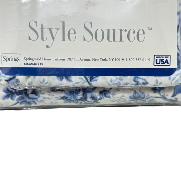Springs Springmaid Bluebirds Queen Flat Fitted Pillowcases Blue Floral 50/50 Set - Picture 6 of 7
